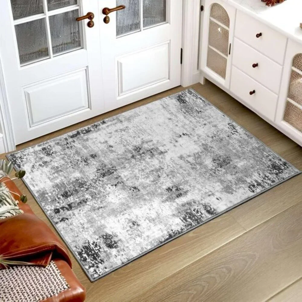 New 2x3 Grey Entry Rug, Washable, Non-Slip Low Pile Area Rug for Indoor Use